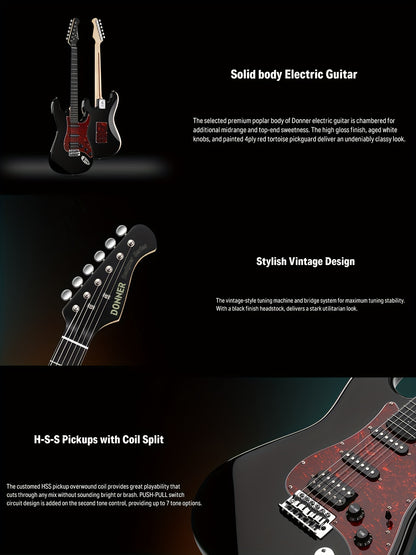 39-Inch Designer Series DST-200 Electric Guitar - Stylish Solid Body with Single Coil Split System, Premium Sound Quality, and Versatile Playability - Bonus Accessories Include Gig Bag, Cable, and Strap for Beginner, Intermed