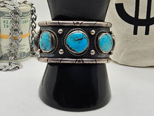 Load image into Gallery viewer, Amazing Vintage Native American Sterling Silver Jewelry with Large Turquoise Stone Bracelet
