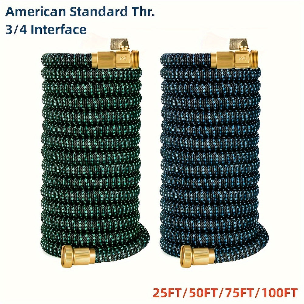 Super-Duty 3/4 Expandable Garden Hose - Magic Flexible & High-Pressure Resistant - Ideal for Car Wash & Lawn Irrigation - Telescopic Design, 4 Sizes, 2 Colors, American Standard