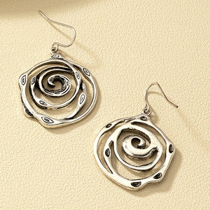 1pair Vintage Geometric Drop Dangle Earrings - Silver Plated for Women's Party and Holiday Decor Gifts