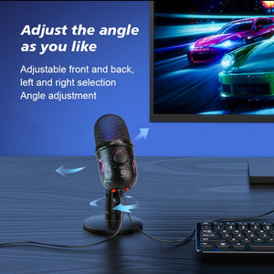 RGB Condenser Microphone with Noise Reduction - Perfect for Computer Dubbing, Live Streaming, and Gaming!