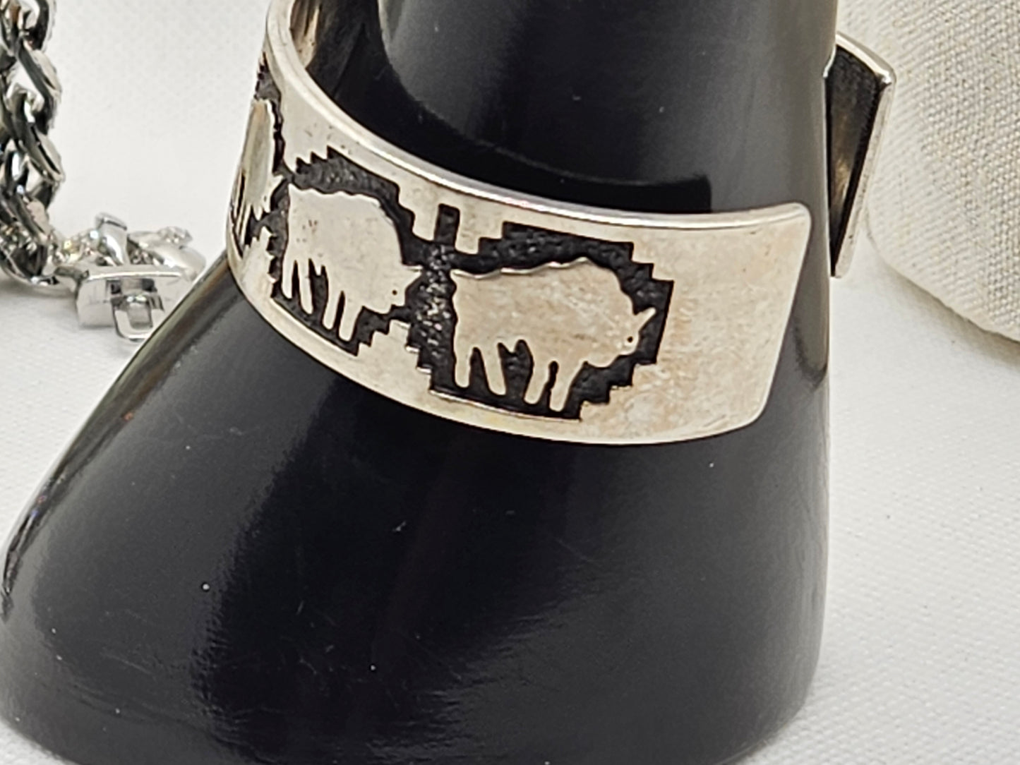 Native American Vintage Sterling Silver Jewelry Cuff w/ Buffalo Indian Bracelet