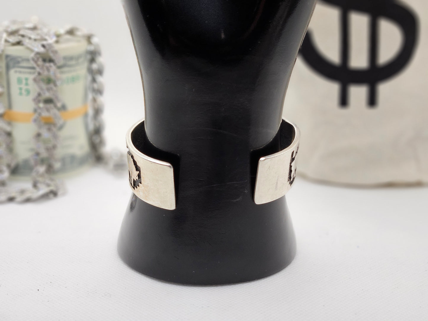 Native American Vintage Sterling Silver Jewelry Cuff w/ Buffalo Indian Bracelet