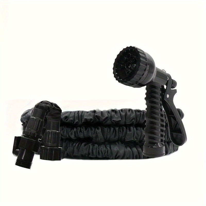 Durable Expandable Garden Hose With 7-Mode Nozzle For Dog Cleaning, Plant Watering, Car Wash, And Pet Shower
