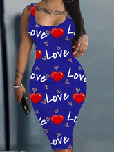 Load image into Gallery viewer, Heart &amp; Letter Printed Tank Dress - Casual Sleeveless U Neck Design - Slim Fit &amp; Flattering - Ideal Summer Womens Clothing
