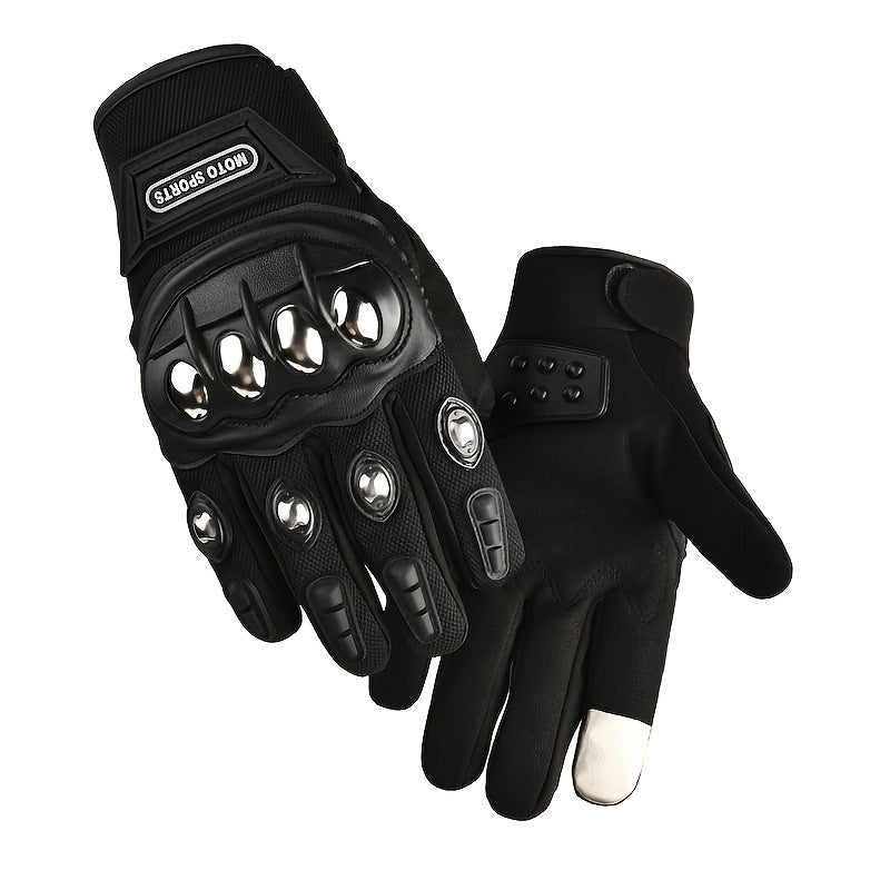 A Pair Of Durable Touch -screen Motorcycles And Electric Bicycle Gloves, With Stainless Steel Protection -not Water Washing Polyester Fiber, Outdoor Leisure