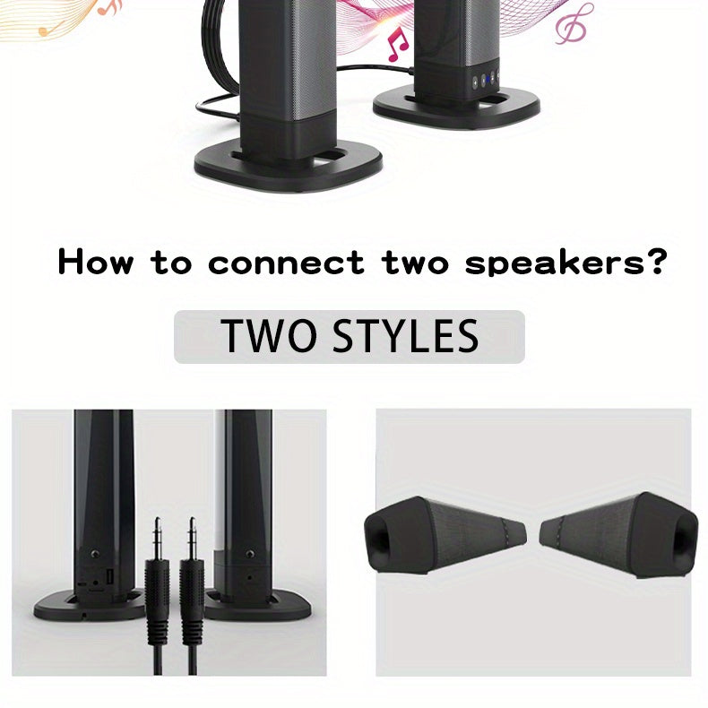 20W 3D Wireless Home Theater Computer Stereo Surround Speakers - Transformable into Two TV Speakers - Perfect Gift for Any Occasion