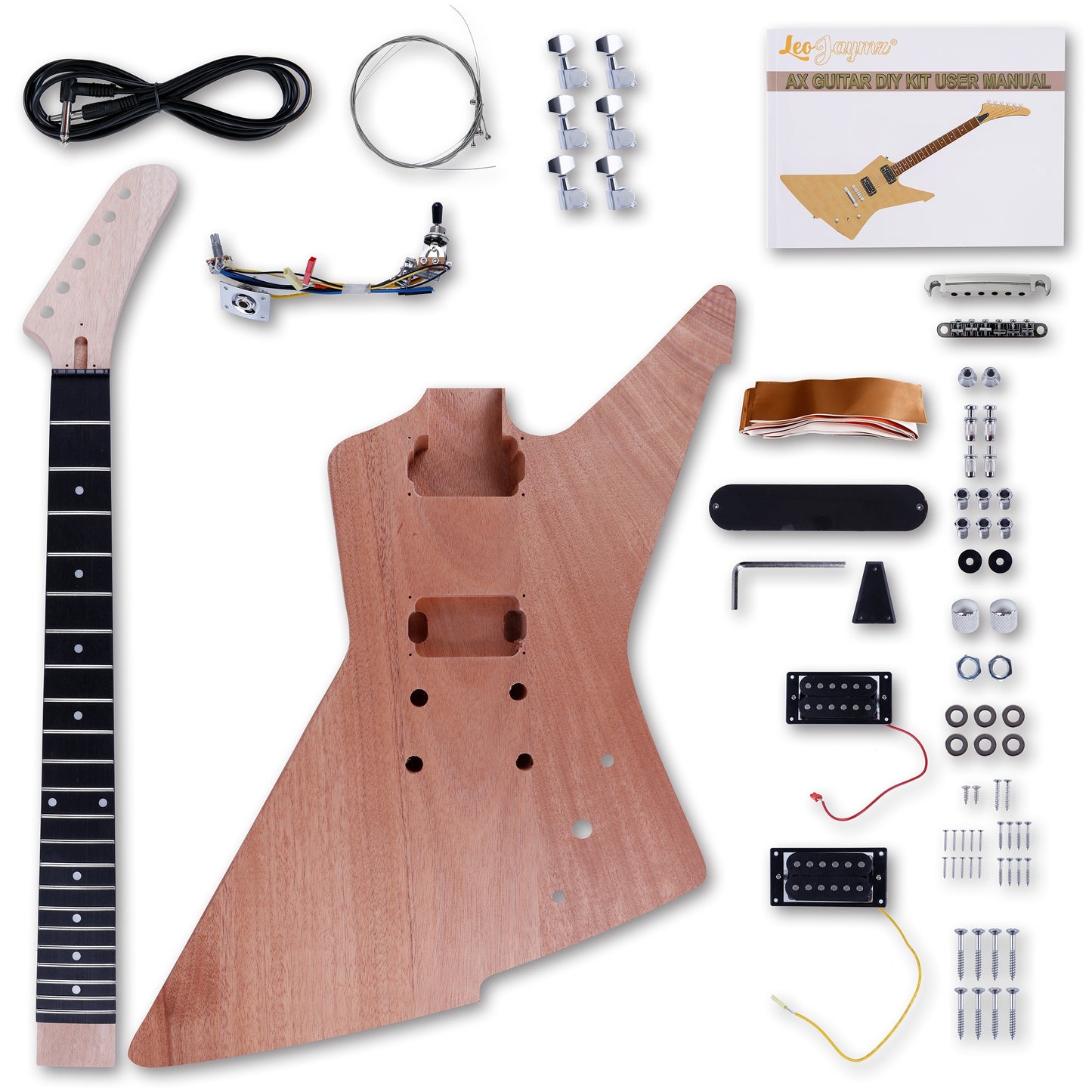AX Style DIY Electric Guitar Kits - Mahogany Body, Mahogany Neck and Ebony Fingerboard - Fully Components Included