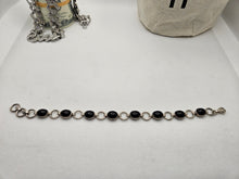 Load image into Gallery viewer, Vintage Sterling Silver 925 Link Bracelet Black Onyx 7.5 inch Jewelry Give Gift
