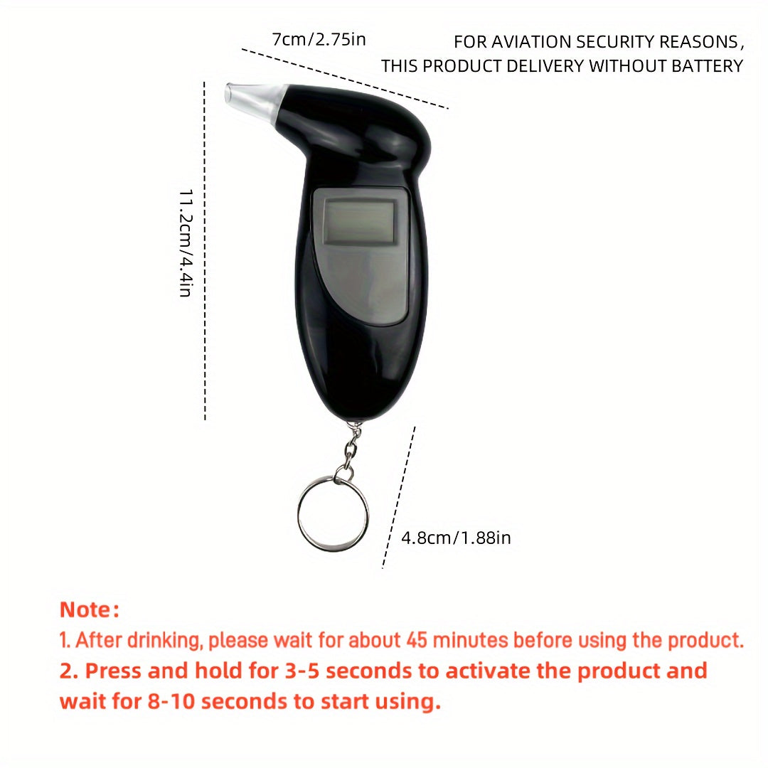 Portable Digital Breathalyzer - Accurate Blood Alcohol Content Test, Battery-Free Operation, Ideal for Car Accessories