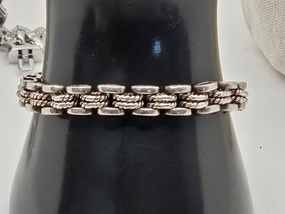 Vintage 925 Silver Women's Rope Style Chain Link Bracelet Jewelry