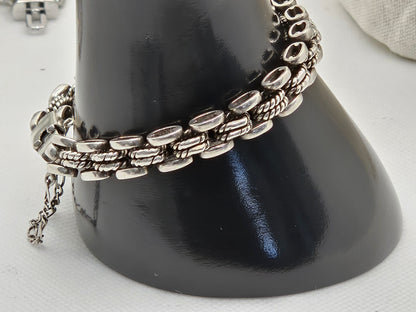 Vintage 925 Silver Women's Rope Style Chain Link Bracelet Jewelry