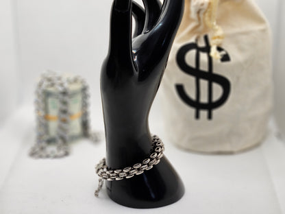 Vintage 925 Silver Women's Rope Style Chain Link Bracelet Jewelry