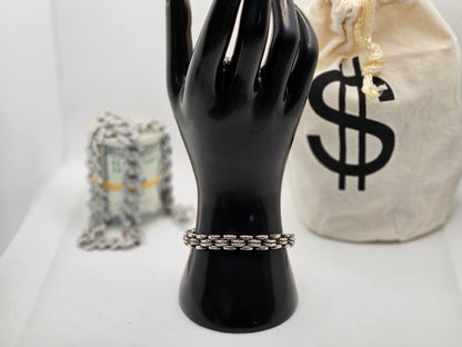 Vintage 925 Silver Women's Rope Style Chain Link Bracelet Jewelry