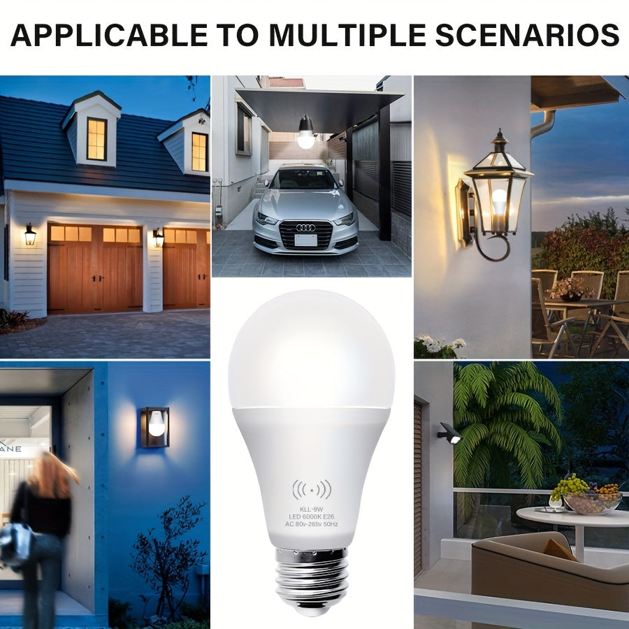 Energetic Motion Sensor Light Bulb, 9W(60 Watt Equivalent), Indoor/Outdoor Automatic Activated by Motion, A19, E26, 6000K Dusk to Dawn Security Bulbs for Entrance, Porch, Stairs, Hallway, 1 Pack