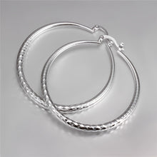Load image into Gallery viewer, Silvery Big Textured Hoop Earrings Women&#39;s Jewelry Silver Plated Female Accessories 1Pair
