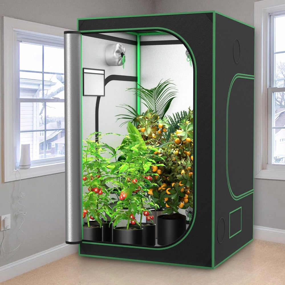 Spacious 4x4 Hydroponic Grow Tent Kit - 48"x48"x80" Indoor Greenhouse with High-Efficiency Reflective Light, Dual Ventilation Windows & Observation Tray, Sturdy Metal Frame for Home Plant Farming & Mushroom Cultivation, Grow