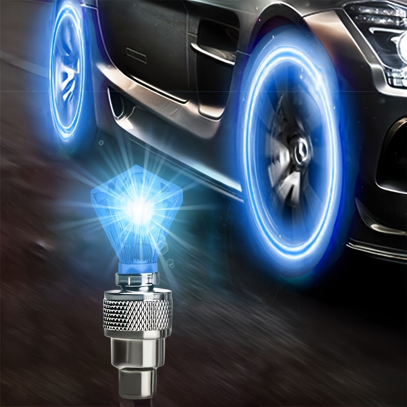 Cubidupi 4/8/16pcs Universal Fit LED Wheel Rim Lights, Plastic Material, Waterproof and Sun-Resistant, for Cars and Motorcycles, Blue and Green Breathing Fire Effect, Tire Valve Decoration