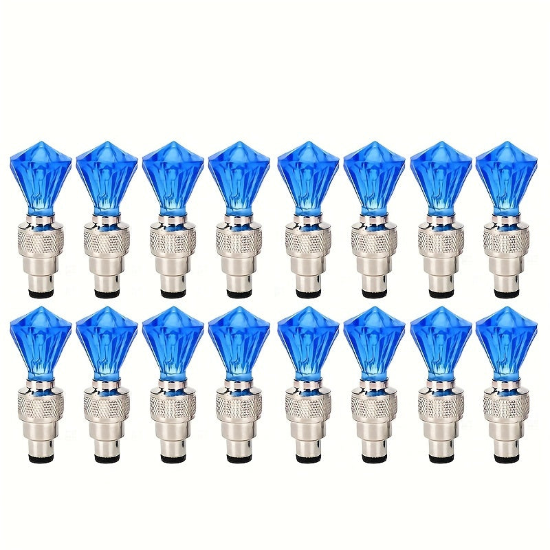 Cubidupi 4/8/16pcs Universal Fit LED Wheel Rim Lights, Plastic Material, Waterproof and Sun-Resistant, for Cars and Motorcycles, Blue and Green Breathing Fire Effect, Tire Valve Decoration