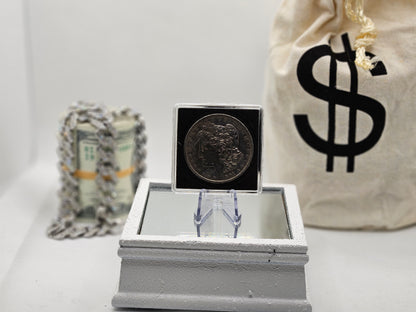 1921 Silver Morgan Dollar Round 1 oz Coin in Display Case Invest in Silver Buy