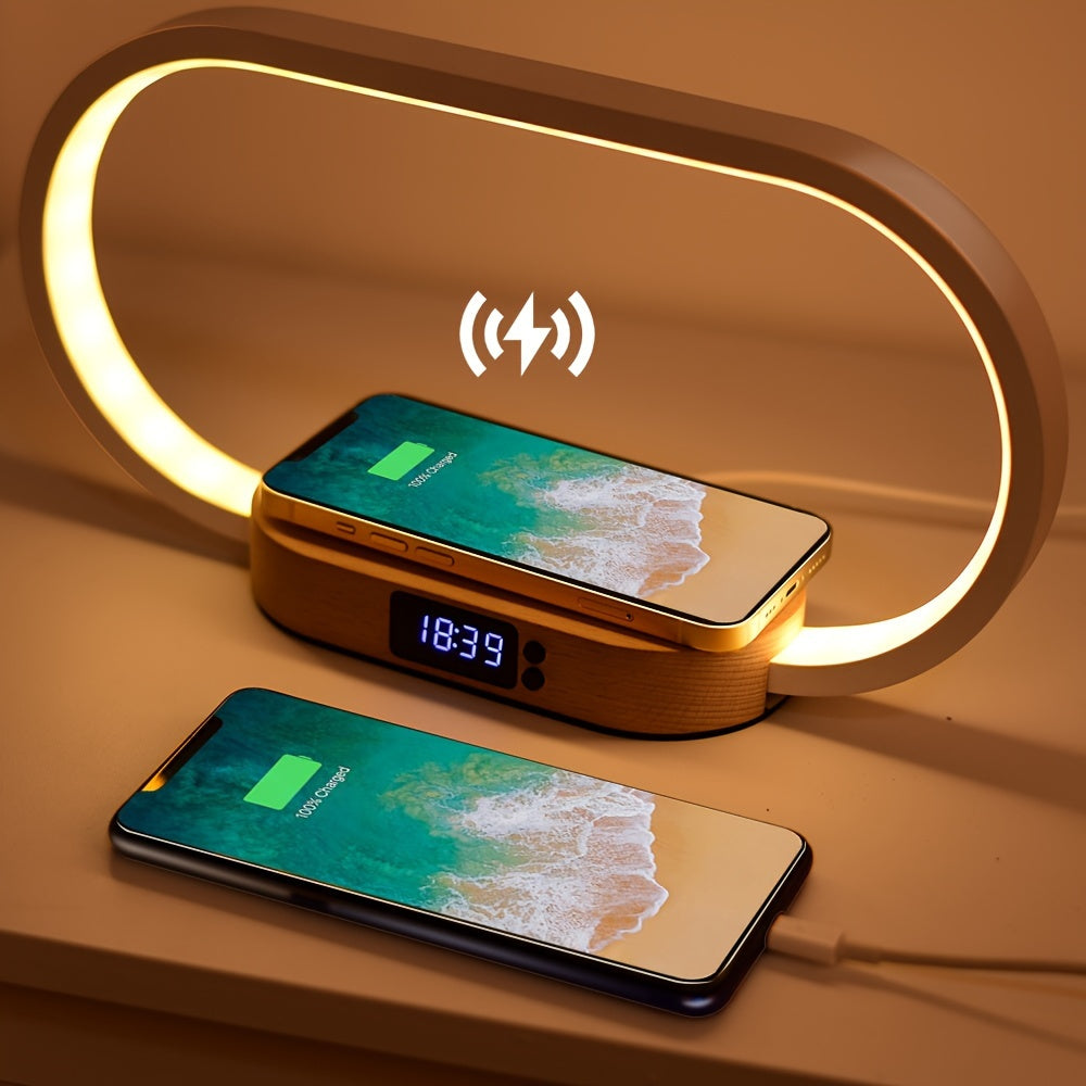 Advanced LED Desk Lamp with Wireless Charger, USB Port, and Multi-Functional Clock - Foldable, Adjustable, and Energy-Efficient - Perfect for Desktop, Bedroom, Bedside, Office, and Study
