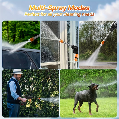 Portable Cordless Handheld High Pressure Car Wash Gun, 2 Rechargeable Battery Powered, Nozzle Stainless Steel Handheld Pressure Car Wash Gun Cleaning Kit For Car Detailing, Fencing, Floor Cleaning, Plants And More.