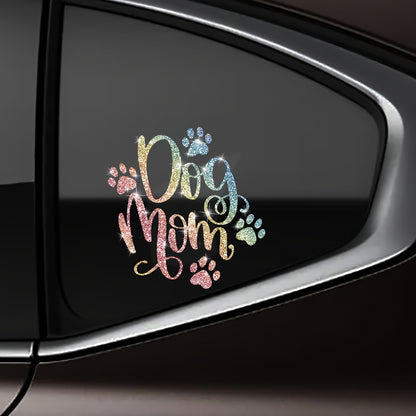 1pc Shiny Car Sticker - Cute Dog Mom Design, Warm Cartoon Love Pet Sticker for Car Body, Laptop, Window Decoration