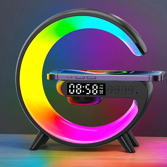 LED Smart Alarm Clock with Wireless Charger and Music Speaker – Night Starry Light & Colorful Home Atmosphere, USB Powered