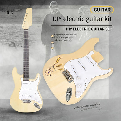 IRIN DIY-3 DIY Electric Guitar Assembly Full Set Of Handmade Accessories ST Wood Color Paper Box