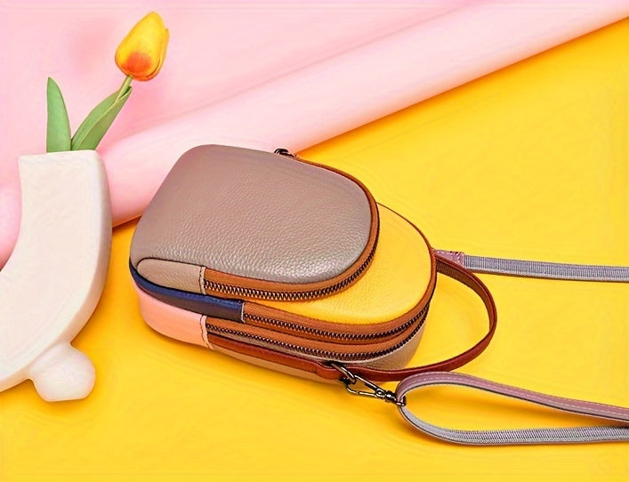 Mini Crossbody Cellphone Bag - High-Quality Genuine Leather, Fashionable Handbag for Women, Stylish Shoulder Bag with Adjustable Strap, Spacious Messenger Sac for Mobile Phones and Essentials - Designer Fashion Accessory