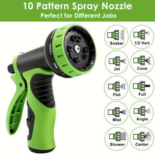 Load image into Gallery viewer, Expandable Garden Hose, 100 ft Water Hose with 10 Function Spray Nozzle, Lightweight Flexible Hose with 3/4 Inch Solid Fittings and 4-Layer Latex Core, 100ft Heavy Duty No-Kink Stretch Hoses
