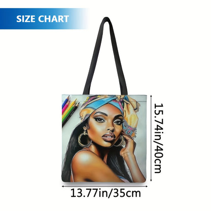 Vibrant African Print Women'S Shoulder Bag - Spacious & Durable, Ideal For Beach, Shopping & Groceries - Leak-Proof Polyester Tote With Wrist Strap, Perfect Gift For Her