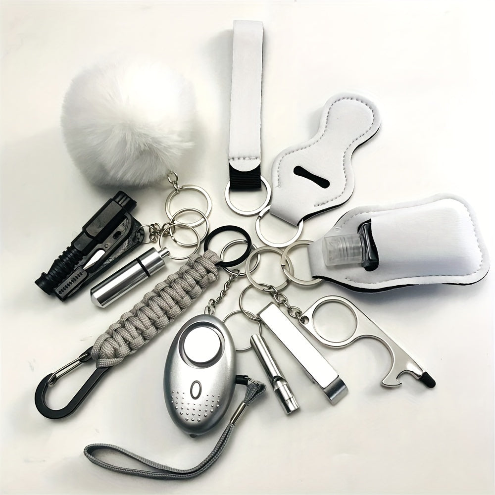 12pcs Safety Keychain Full Set, Self Defense Security Keychain Set With Personal Alarm, Protective Keychain Accessories Gift For Women Valentines Gift