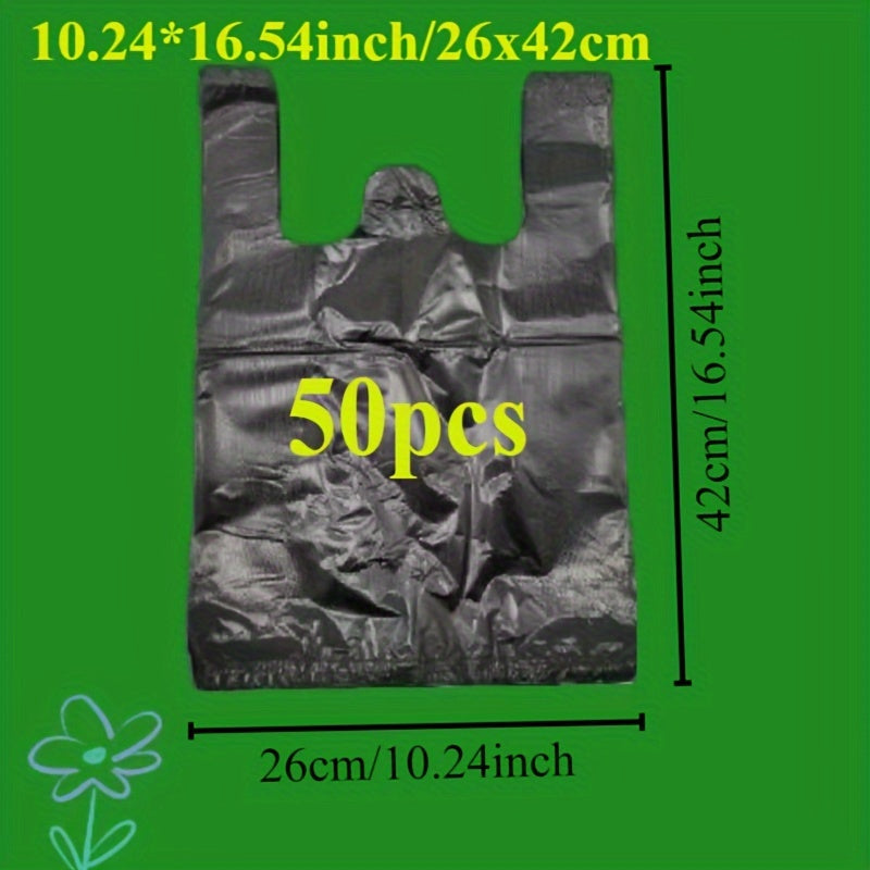 50pcs Black Plastic Vest Bags - Convenient Packaging & Storage for Retail, Groceries, and Supermarkets