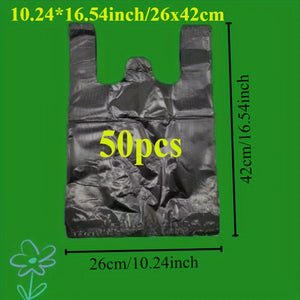 50pcs Black Plastic Vest Bags - Convenient Packaging & Storage for Retail, Groceries, and Supermarkets