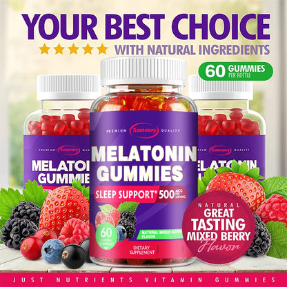 Melatonin Gummies - Sleep Aid, Relieve Stress, Fall Asleep Quickly, Improve Sleep Quality, Promote Deep Sleep - 60 Gummies