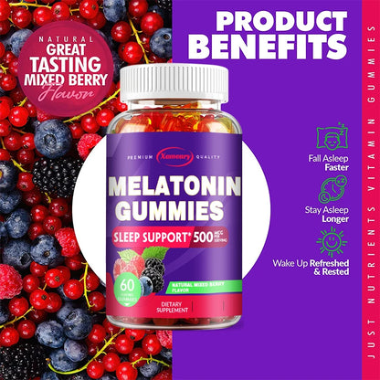 Melatonin Gummies - Sleep Aid, Relieve Stress, Fall Asleep Quickly, Improve Sleep Quality, Promote Deep Sleep - 60 Gummies