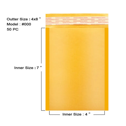 500pcs #000 4x8" Kraft Gold Bubble Mailer Envelopes Padded Shipping Mailing Bags