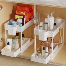 Load image into Gallery viewer, 2Pcs 2-Tier Sliding Cabinet Organizer, Pull-Out Under Sink Rack, Double-Layer Storage Shelf for Kitchen &amp; Bathroom
