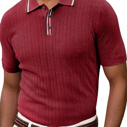 Men's Knitted Short Sleeve Textured Pullover Sweater, Stylish and Comfortable, Suitable for Casual Spring and Summer Wear"