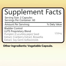 Load image into Gallery viewer, Bladder Control - with Cranberry, Pumpkin Seed Extract - Urinary Tract Health, Supports Healthy Urination - 120 Capsules

