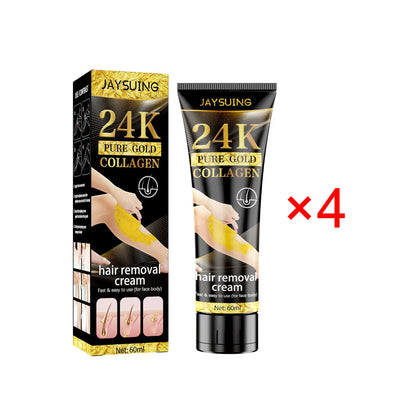 24k Pure Gold Collagen Easy Hair Removal Ladies Hair Root Softening Inhibit Hair Growth Women Body & Facial Hair Remover Cream