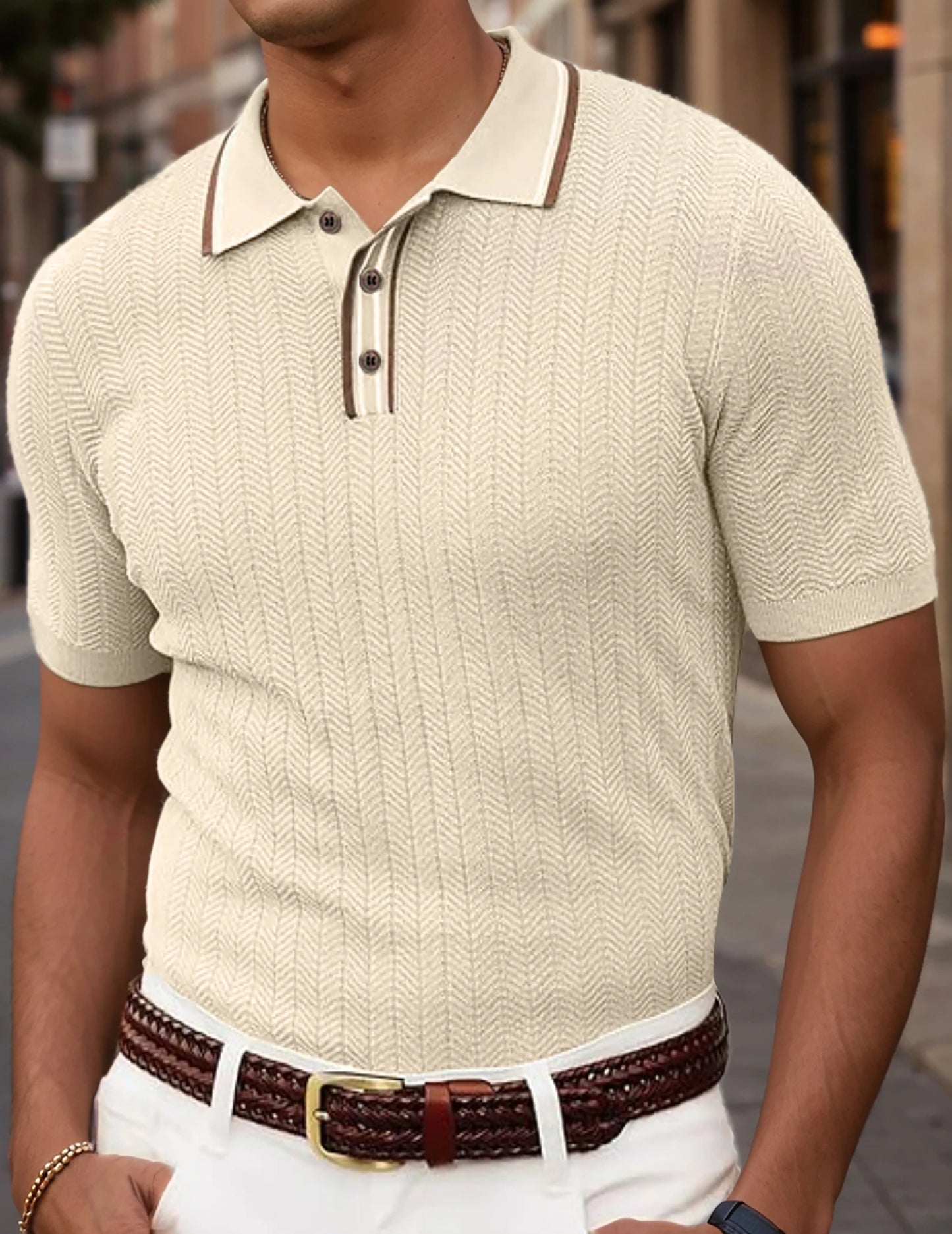 Men's Knitted Short Sleeve Textured Pullover Sweater, Stylish and Comfortable, Suitable for Casual Spring and Summer Wear"