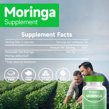 Load image into Gallery viewer, Moringa Powder Capsules - 800mg of Pure Nutrient-Rich Moringa Powder - A Natural Green Antioxidant Superfood - Supports Energy
