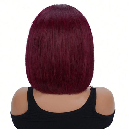 7x5 Glueless Wig Human Hair 99J Burgundy 13x4 Bob Straight Pre Plucked Human Hair Wigs Transparent Pre Cut Bob Wig Human Hair