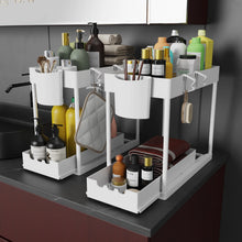 Load image into Gallery viewer, 2Pcs 2-Tier Sliding Cabinet Organizer, Pull-Out Under Sink Rack, Double-Layer Storage Shelf for Kitchen &amp; Bathroom
