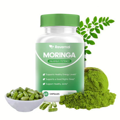 Moringa Powder Capsules - 800mg of Pure Nutrient-Rich Moringa Powder - A Natural Green Antioxidant Superfood - Supports Energy