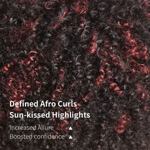 Dark Red Highlights Pixie Cut Wig  Glueless Wigs 2x1 Human Hair for Black Women Human Hair Afro Wigs Short Bob Wig With Bangs