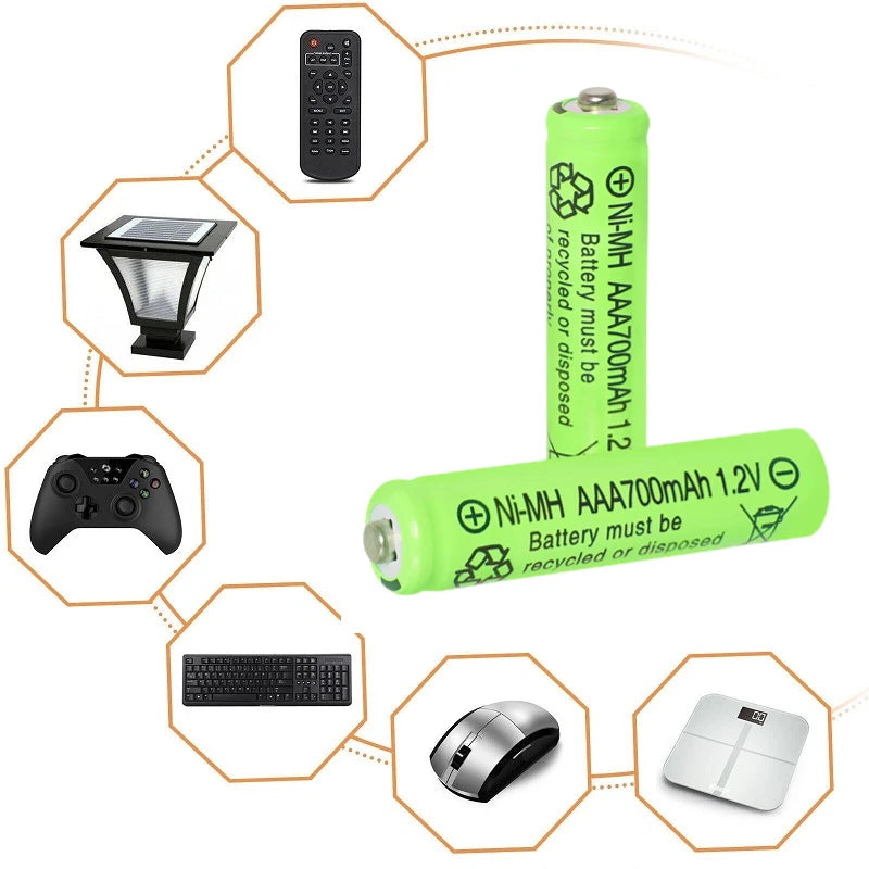 20 Packs 1.2V AAA 700mAh Ni-MH Rechargable Batteries Button Top for Outdoor Garden Yard Lanterns Lights String Lights