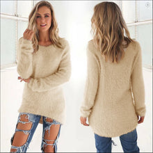 Load image into Gallery viewer, 2024 Women Warm Sweaters Solid Color O Neck Loose Knitted Pullover Long Sweater Casual Blouse Lady Hipster Comfortable Clothing
